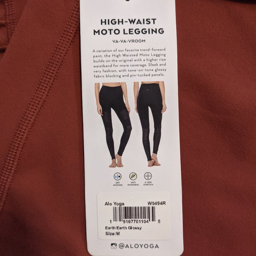 NWT Alo Yoga High Rise Moto Leggings in Earth Sz M - Picture 12 of 12